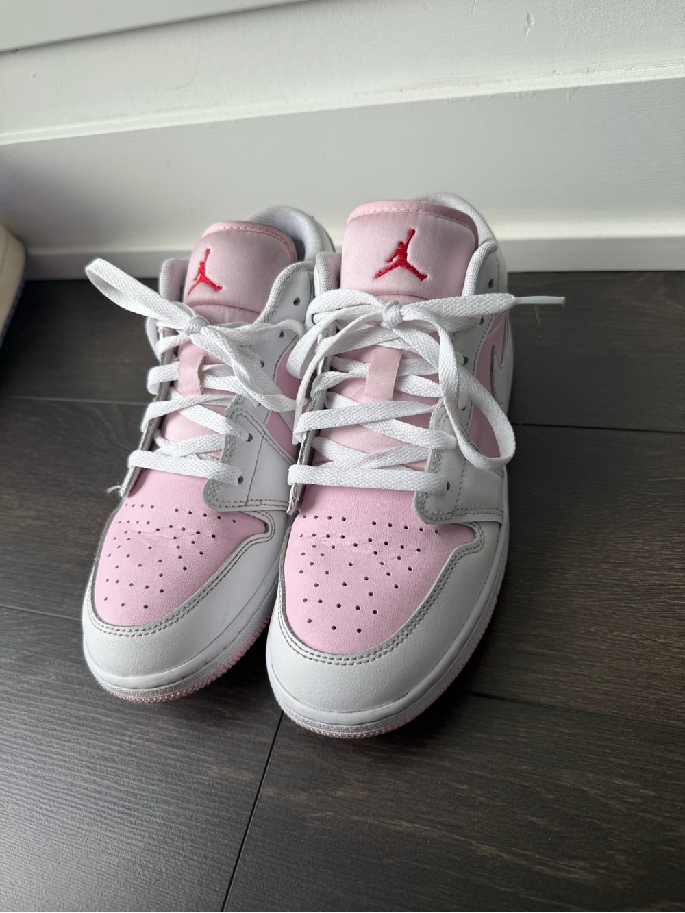 Nike Pink and White Low-Top Sneakers